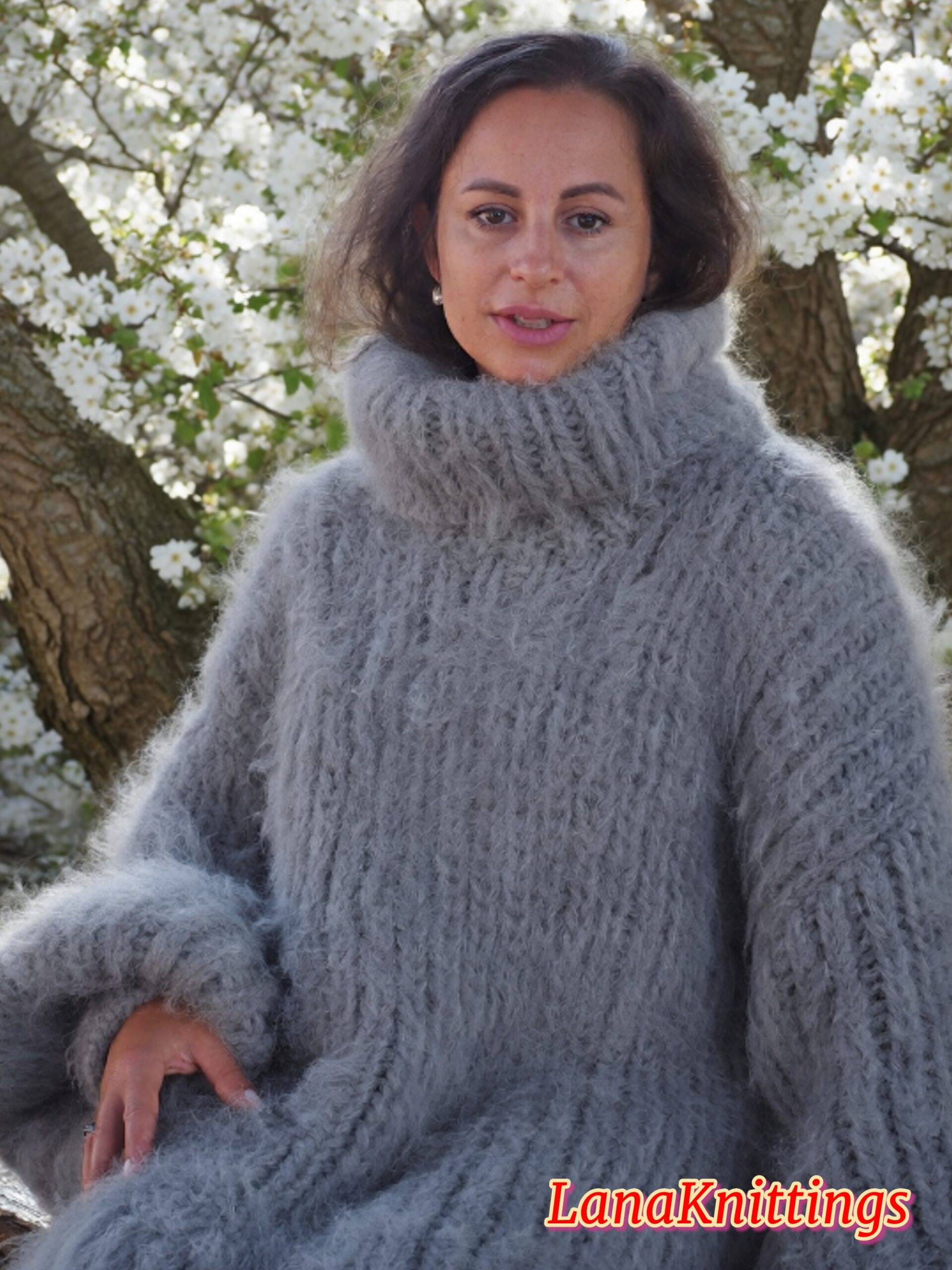 Gray Longhair Mohair Sweater Thick Handmade Handknitted by Lanaknittings - Image 10