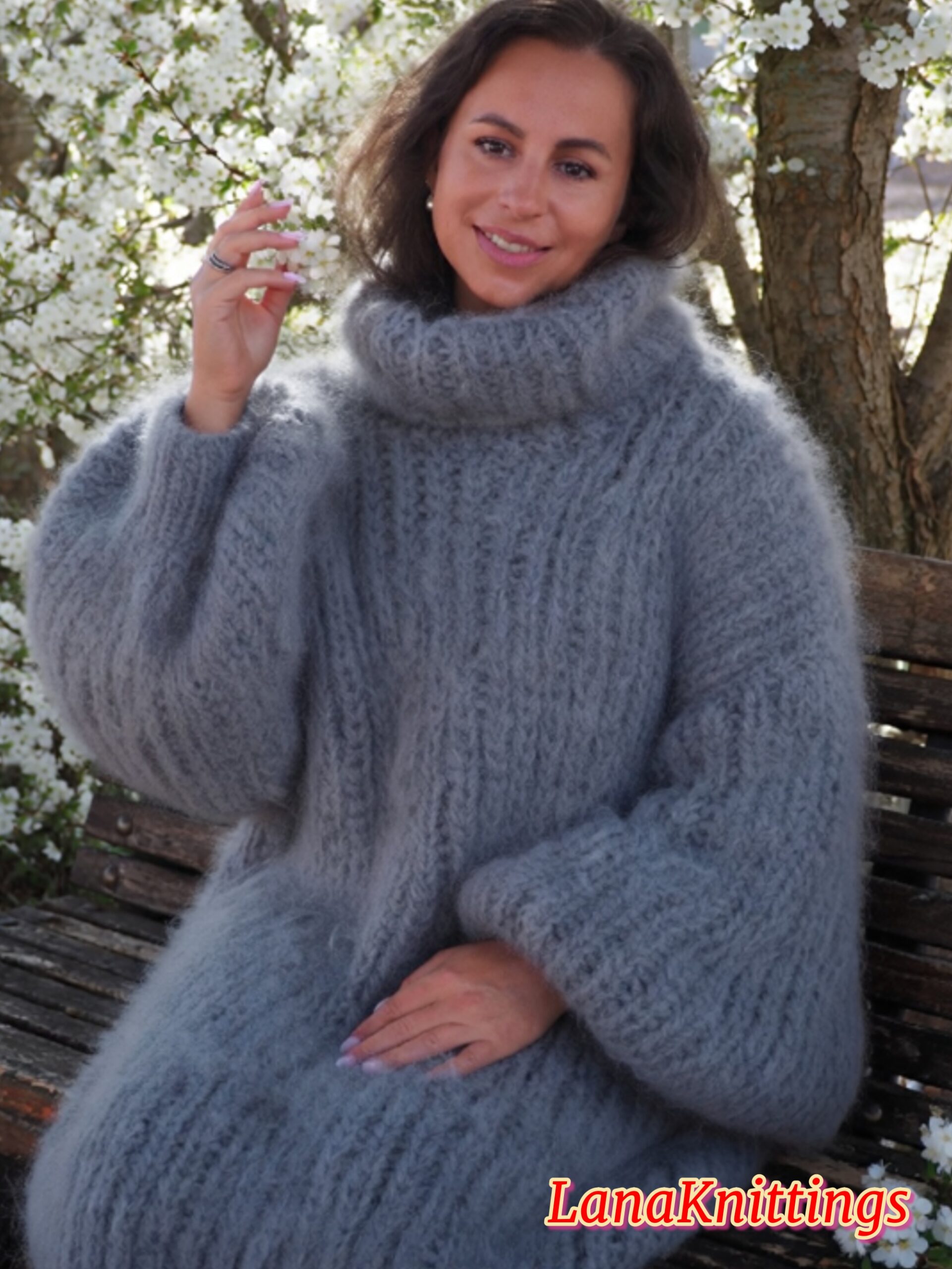 Gray Longhair Mohair Sweater Thick Handmade Handknitted by Lanaknittings - Image 13