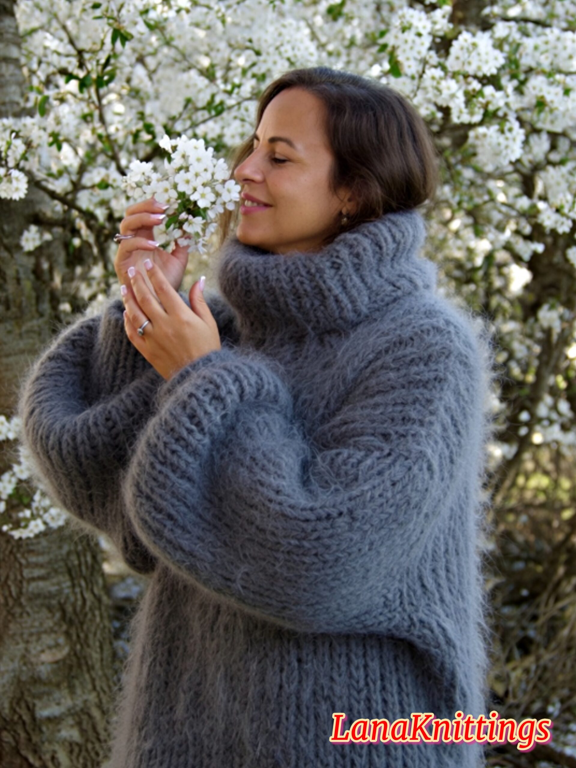 Gray Longhair Mohair Sweater Thick Handmade Handknitted by Lanaknittings - Image 14